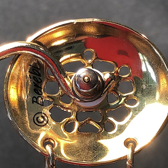 Berébi cerulean enameled pierced dangle earrings. EUC - 3” x 1” Unique Stamped - Picture 7 of 11